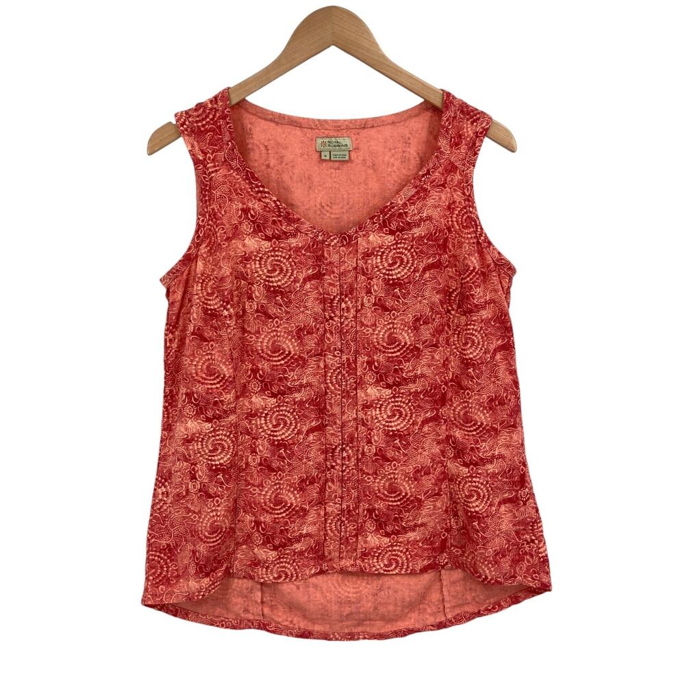 Royal Robbins Tank Top Womens S Orange Floral Linen Blend Sleeveless Lightweight